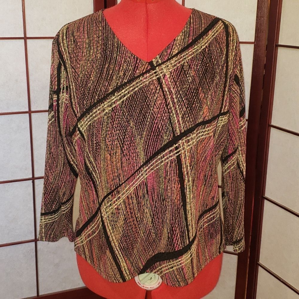 Dressbarn Multi-colored V-Neck Top